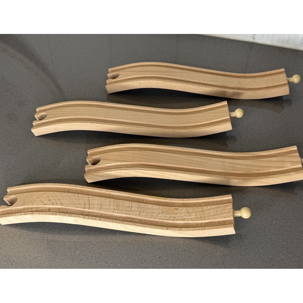 Lot 3 Wood Wavy Reversible Train Tracks 9 7/8" Compatible w Major Brands Thomas